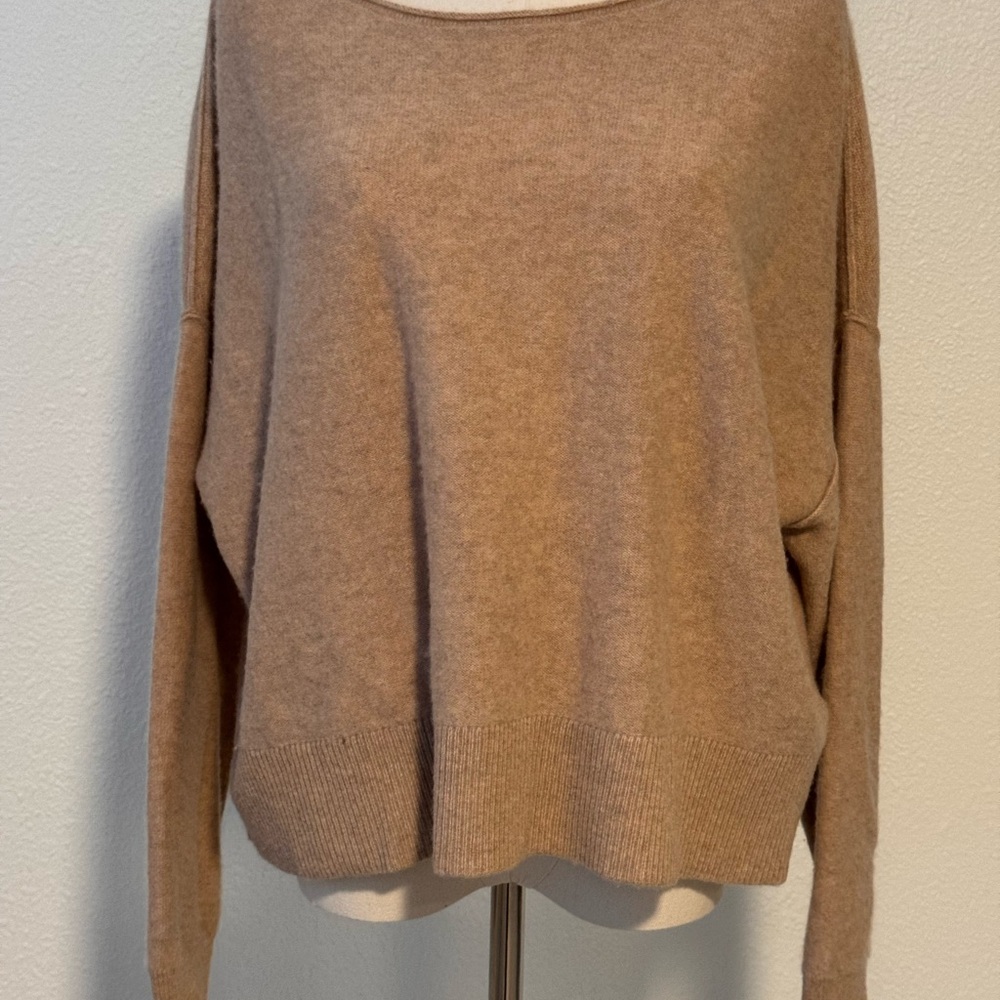 Anthropologie Tan Crew Neck Cashmere Sweater